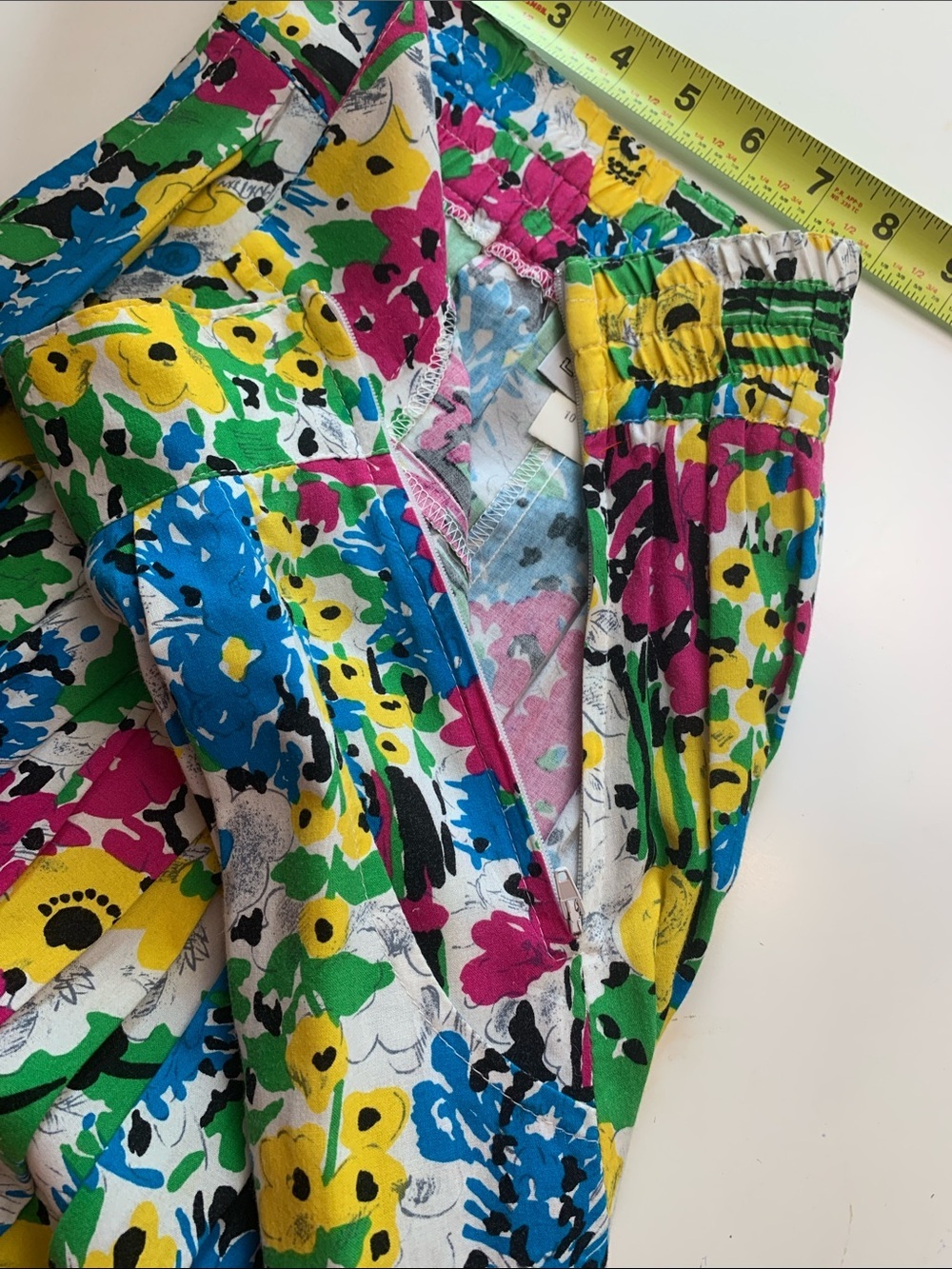 Vintage Pleated Floral Midi Skirt in Yellow, Blue, Pink & Green - Picture 7 of 12